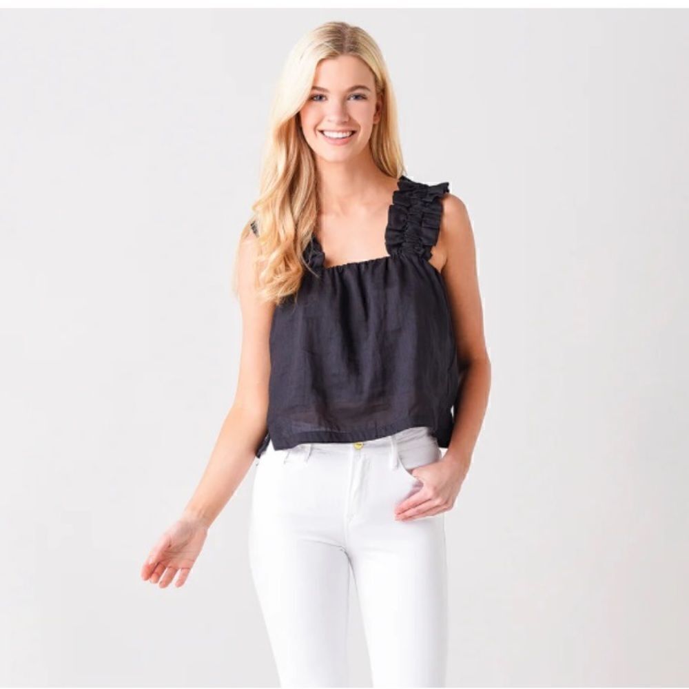 FRAME Women's Ruffle Strap Tank Top Small $268 - Picture 2 of 10